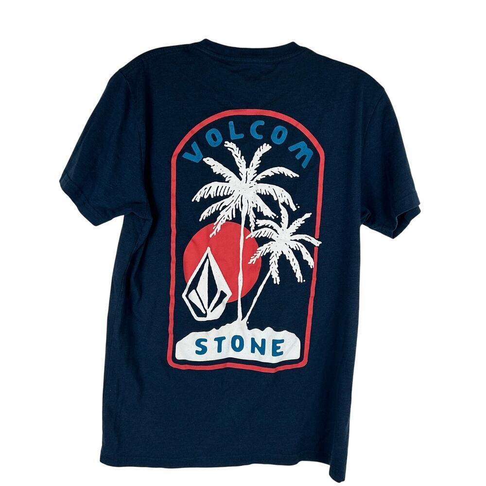 Volcom Mens T-Shirt Size Small Blue Palm Trees - Picture 2 of 5